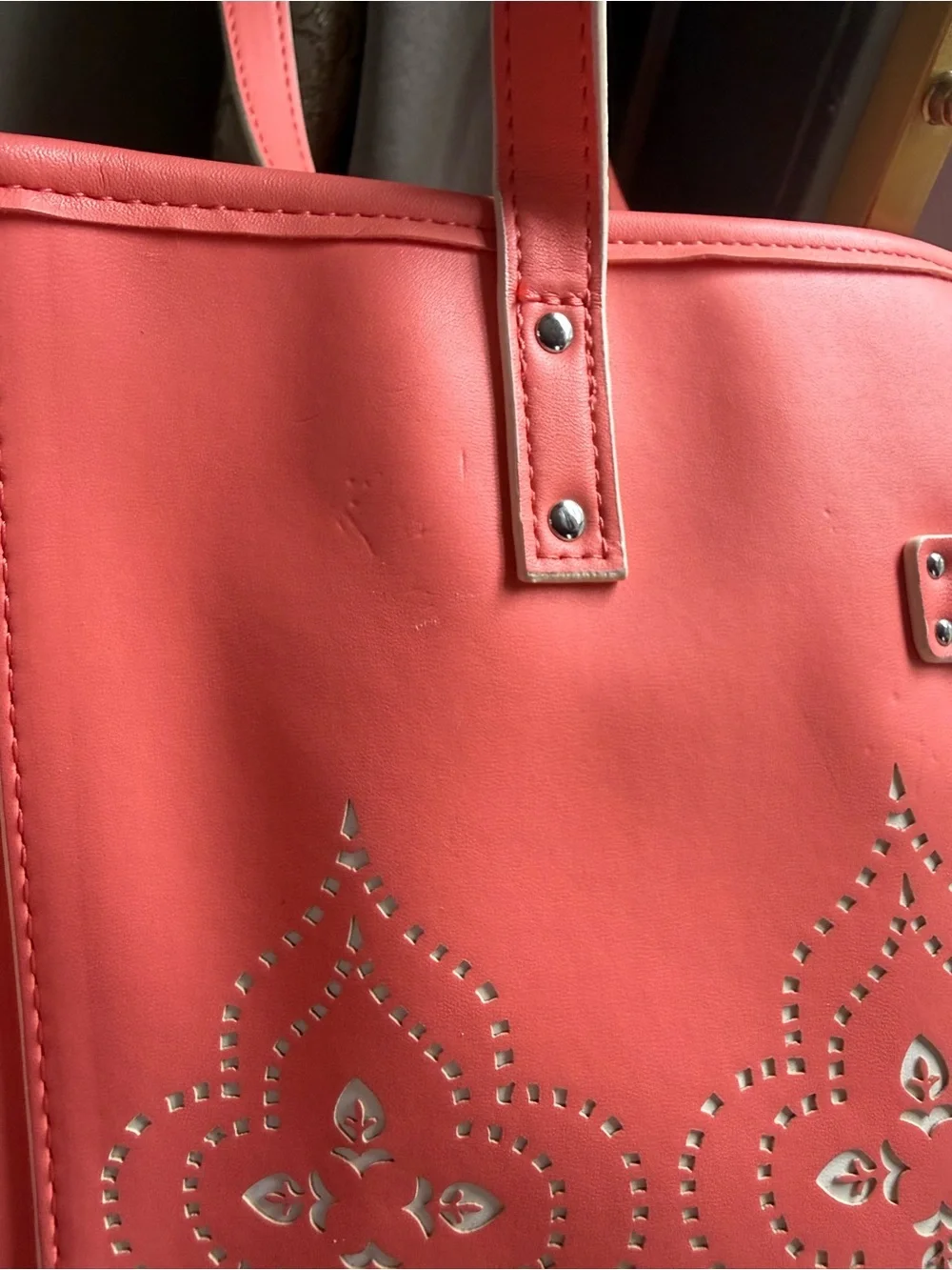 NWOT Vera Bradley Coral Pink Studded Tote